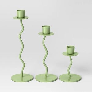 Bundle Modern Green Candle Holder Set